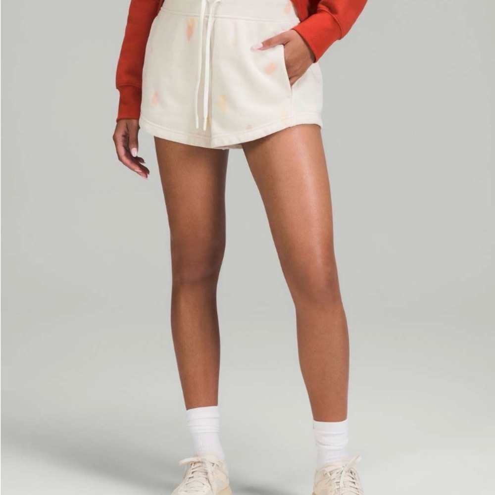 Cream Drawstring Skort with Subtle Tie-Dye